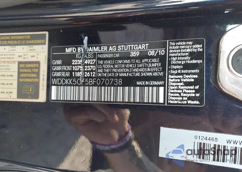 2011 Mercedes-Benz E 350 from USA, damaged, VIN WDDKK5GF5BF070738